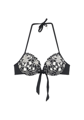 TWINSET embroidered halterneck bikini top - Black
