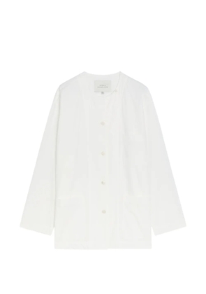 Studio Nicholson collarless patch-pocket shirt - White