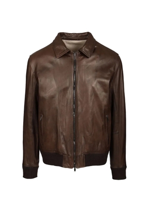 Al Duca D’Aosta 1902 ribbed-trim leather jacket - Brown