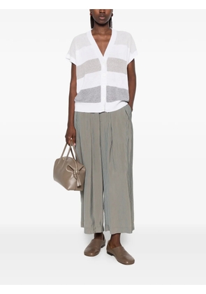 Peserico striped short-sleeve cardigan - White