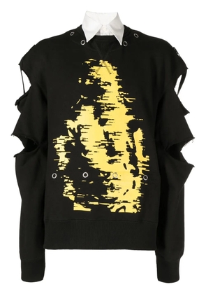 Takahiromiyashita The Soloist graphic-print distressed jumper - Black
