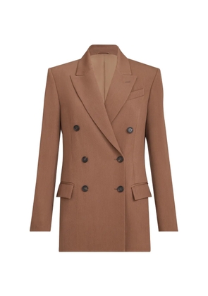 Brunello Cucinelli virgin-wool and viscose tricotine blazer with monili - Brown