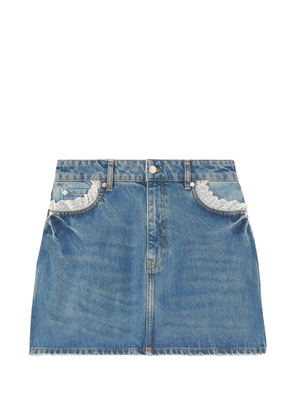 GANNI lace-trim denim skirt - Blue