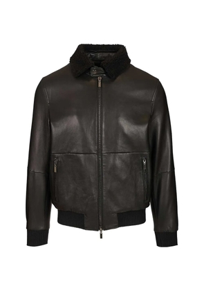 Al Duca D’Aosta 1902 shearling-collar leather bomber jacket - Brown