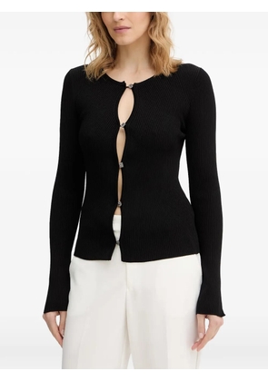 GUESS USA ribbed-knit long-sleeved cardigan - Black