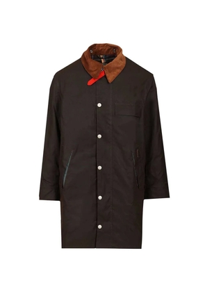 Barbour x Paul Smith corduroy-collar waxed-cotton coat - Brown
