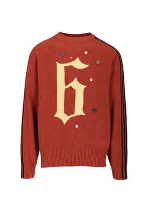 Song For The Mute x Adidas button-embellished intarsia-knit sweater - Orange