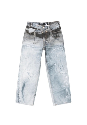 John Richmond trompe l'oeil paint-splatter trousers - Blue