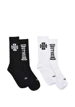 BREATH logo-intarsia ribbed-knit socks - Black