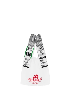 Undercover logo-embroidered graphic-print shoulder bag - Neutrals