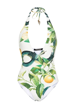 Roberto Cavalli lemon-print one-piece swimsuit - White