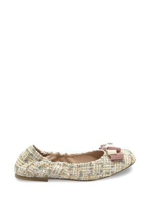 Casadei bow-detail tweed ballet flats - Neutrals