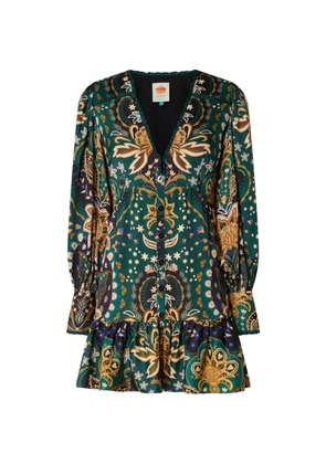 FARM Rio floral-print ruffled dress - Green