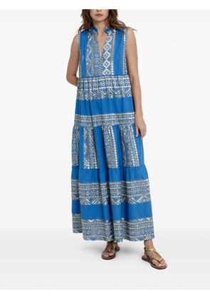 GREEK ARCHAIC KORI embroidered tiered dress - Blue