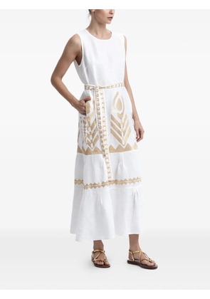 GREEK ARCHAIC KORI embroidered tiered dress - White