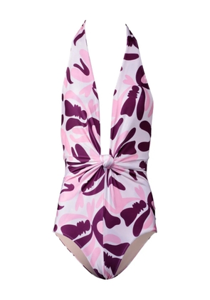Adriana Degreas knot floral swimsuit - White
