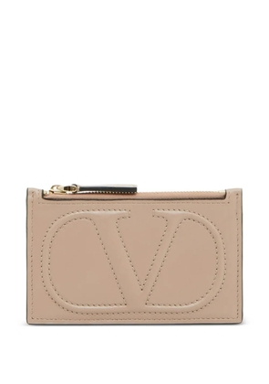 Valentino Garavani VLogo Walk zip card holder in calfskin - Neutrals