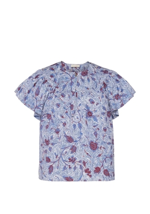 Ulla Johnson Perline floral-print ruffled blouse - Blue
