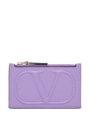 Valentino Garavani VLogo Walk zip card holder in nappa - Purple