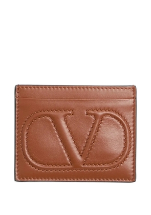Valentino Garavani VLogo Walk calfskin card holder - Brown