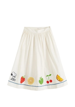 Chinti & Parker Snoopy fruit-details cotton midi skirt - White