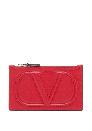 Valentino Garavani VLogo Walk zipper card holder in calfskin - Red