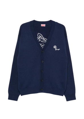 Kenzo floral-embroidered cardigan - Blue
