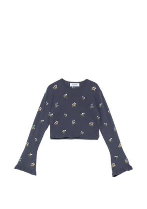 Blugirl floral-embroidered ribbed top - Blue