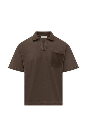 atomo factory crochet-trim jersey polo-collar t-shirt - Brown