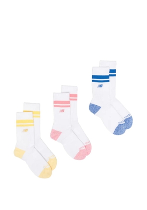 New Balance logo-embroidered striped socks - White