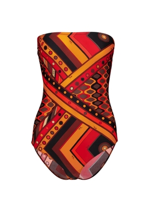 PUCCI Vivara-print strapless swimsuit - Red