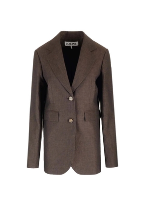 LOEWE linen single-breasted blazer - Brown