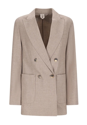 Max Mara double-breasted patch-pockets blazer - Neutrals