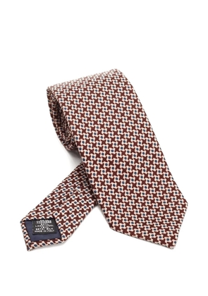 Al Duca D’Aosta 1902 geometric-pattern silk-blend tie - Brown
