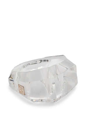 Monies faceted logo-plaque ring - White