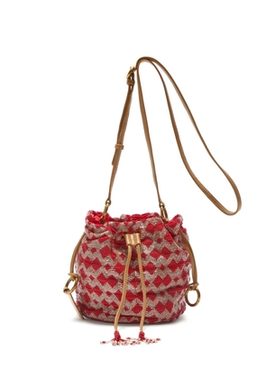 MALIPARMI bead-embellished geometric-pattern bucket bag - Red