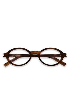 Saint Laurent Eyewear Jeanne round glasses - Brown
