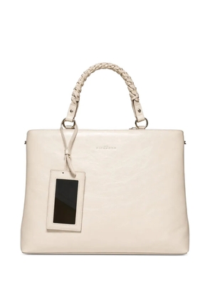 John Richmond braided-handle leather tote bag - Neutrals