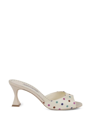 Manolo Blahnik Jadaron polka-dot silk heeled sandals - Neutrals