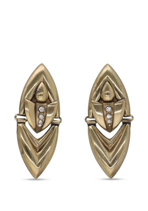 Vintage crystal-embellished geometric earrings - Gold