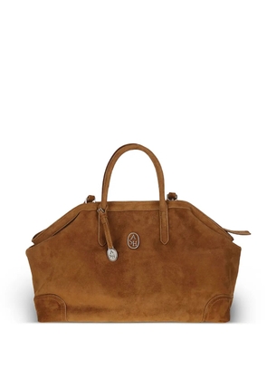 Ash Jaqueline Texas logo-plaque suede shoulder bag - Brown
