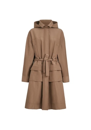 Brunello Cucinelli techno-cotton taffeta coat with detachable hood and shiny zipper pull - Brown