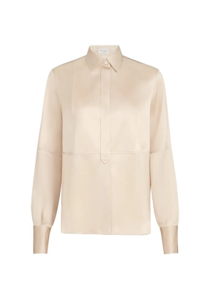 Brunello Cucinelli stretch silk satin shirt with monili - Neutrals