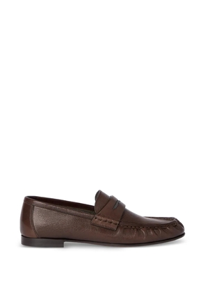 Brunello Cucinelli riding calfskin penny loafers with precious detail - Brown