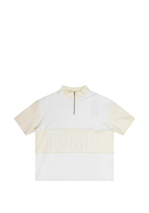 RHUDE panelled zip-neck T-shirt - White