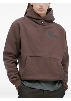 ICE & TECHNO logo print hoodie - Brown