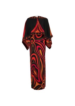 PUCCI Marmo print cape-overlay maxi dress - Black