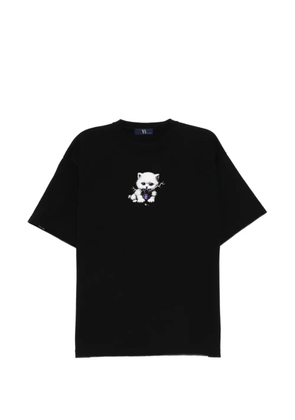 Y's cat-print T-shirt - Black