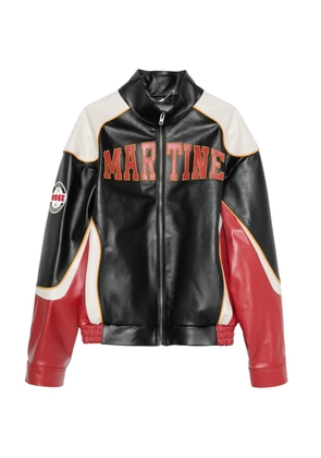 Martine Rose logo-patch leather jacket - Black