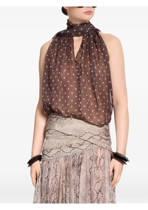 Elie Saab polka-dot chiffon top - Brown